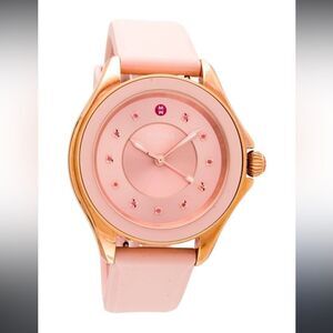 Michele Pink Watch Cape Topaz Dial Silicone Strap